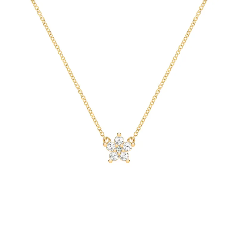 Greenwich Mini Flower White Topaz & Diamond Necklace in 14k Gold (April) sold by Haverhill