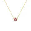 Greenwich Mini Flower Ruby & Diamond Necklace in 14k Gold (July) sold by Haverhill