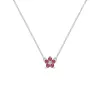 Greenwich Mini Flower Ruby & Diamond Necklace in 14k Gold (July) sold by Haverhill