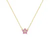 Greenwich Mini Flower Pink Sapphire & Diamond Necklace in 14k Gold (October) sold by Haverhill