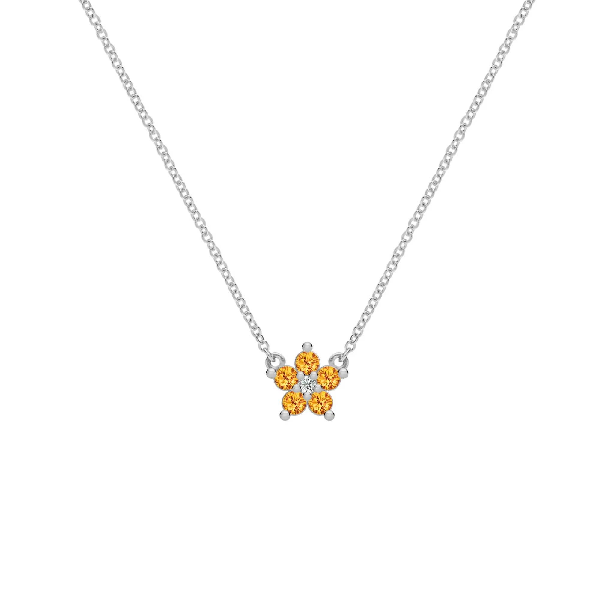 Greenwich Mini Flower Citrine & Diamond Necklace in 14k Gold (November) sold by Haverhill product image thumbnail 4
