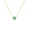 Greenwich Mini Flower Emerald & Diamond Necklace in 14k Gold (May) sold by Haverhill