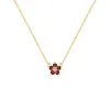 Greenwich Mini Flower Garnet & Diamond Necklace in 14k Gold (January) sold by Haverhill