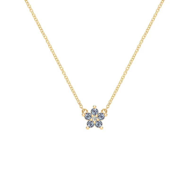 Greenwich Mini Flower Alexandrite & Diamond Necklace in 14k Gold (June) sold by Haverhill