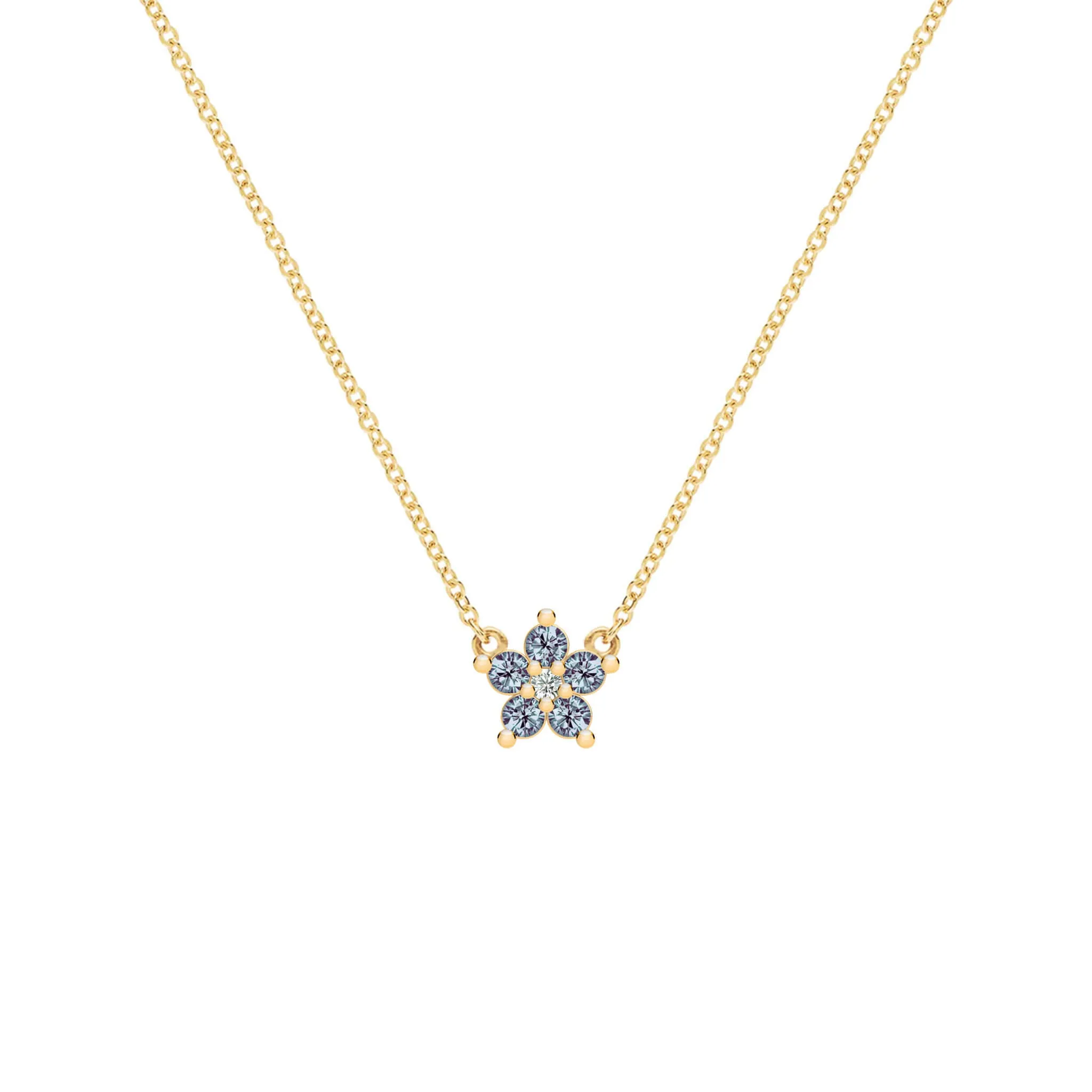 Greenwich Mini Flower Alexandrite & Diamond Necklace in 14k Gold (June) sold by Haverhill