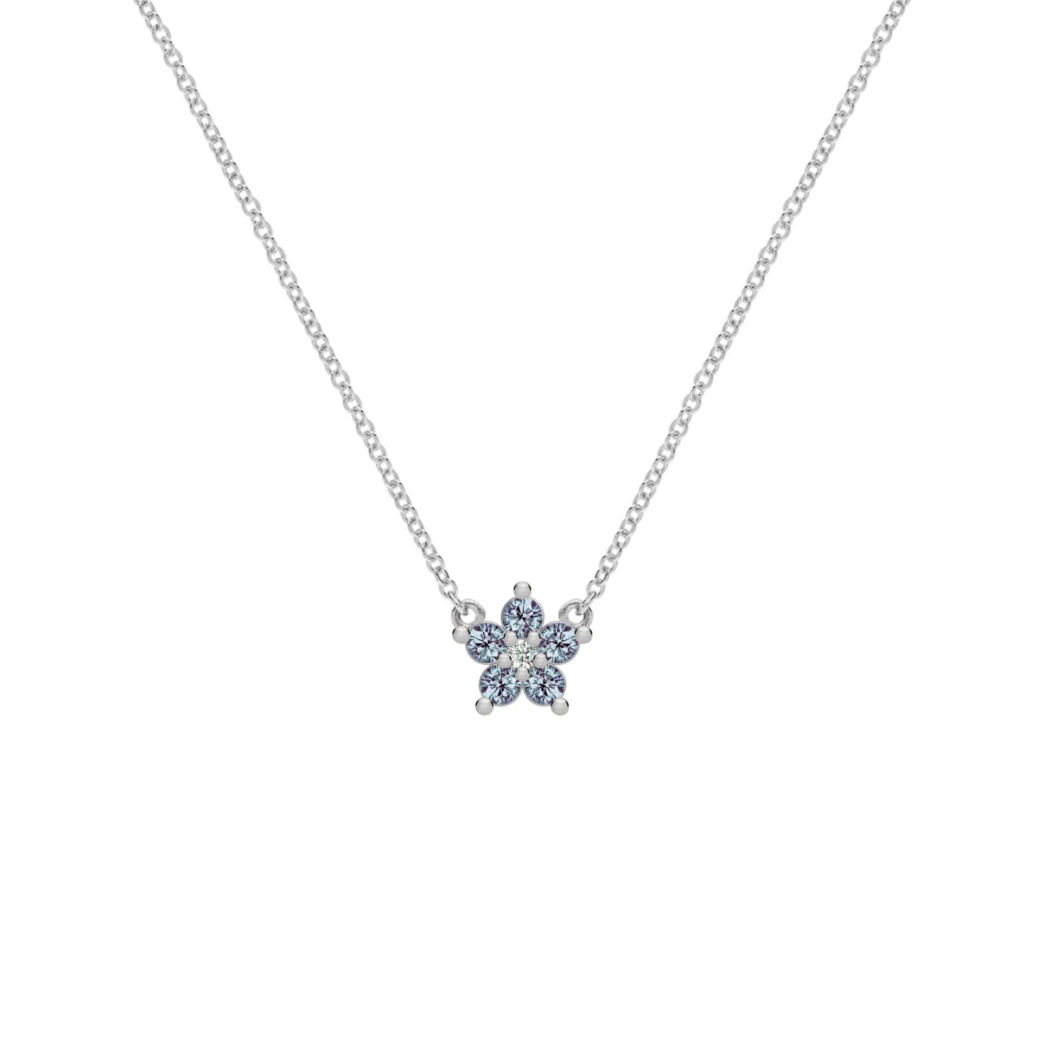Greenwich Mini Flower Alexandrite & Diamond Necklace in 14k Gold (June) sold by Haverhill product image thumbnail 4