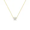 Greenwich Mini Flower Aquamarine & Diamond Necklace in 14k Gold (March) sold by Haverhill