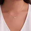 Greenwich Mini Flower Birthstone & Diamond Necklace in 14k Gold sold by Haverhill