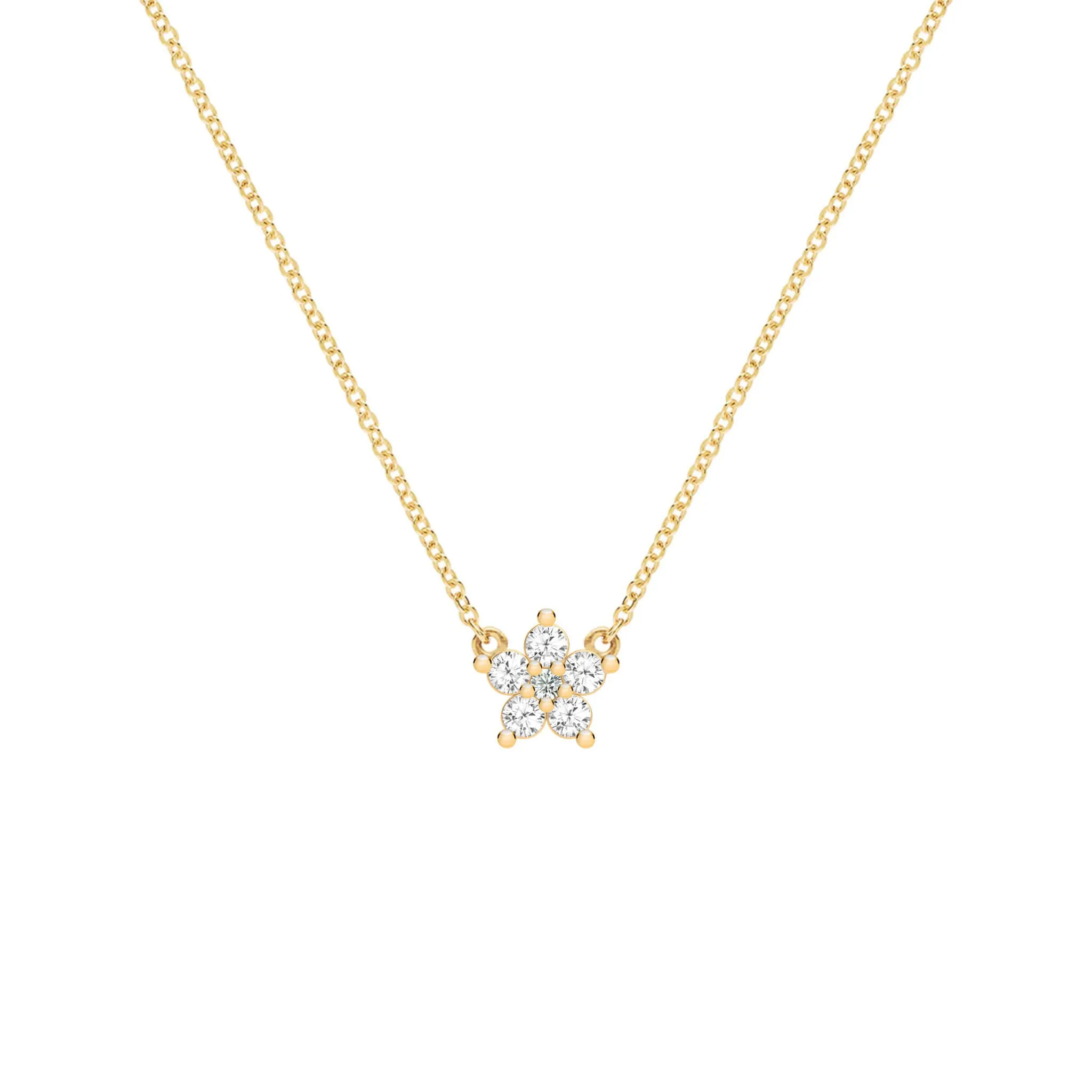 Greenwich Mini Flower Birthstone & Diamond Necklace in 14k Gold sold by Haverhill
