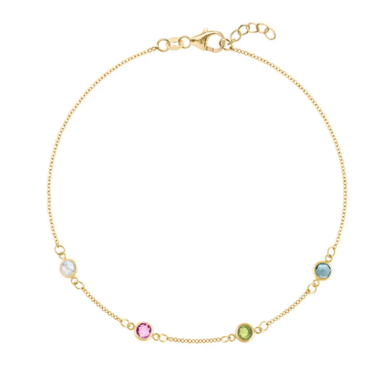 Personalized Classic 4 Birthstone Bracelet in 14k Gold sold by Haverhill