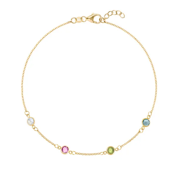 Personalized Classic 4 Birthstone Bracelet in 14k Gold sold by Haverhill