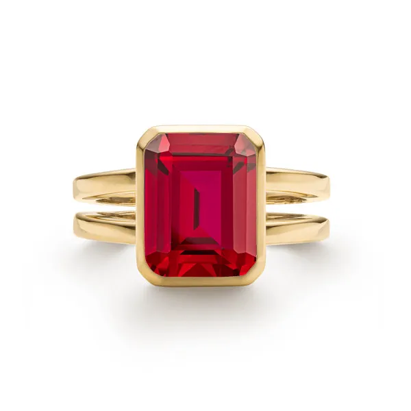 Personalized Warren Vertical Birthstone Ring in 14k Gold sold by Haverhill