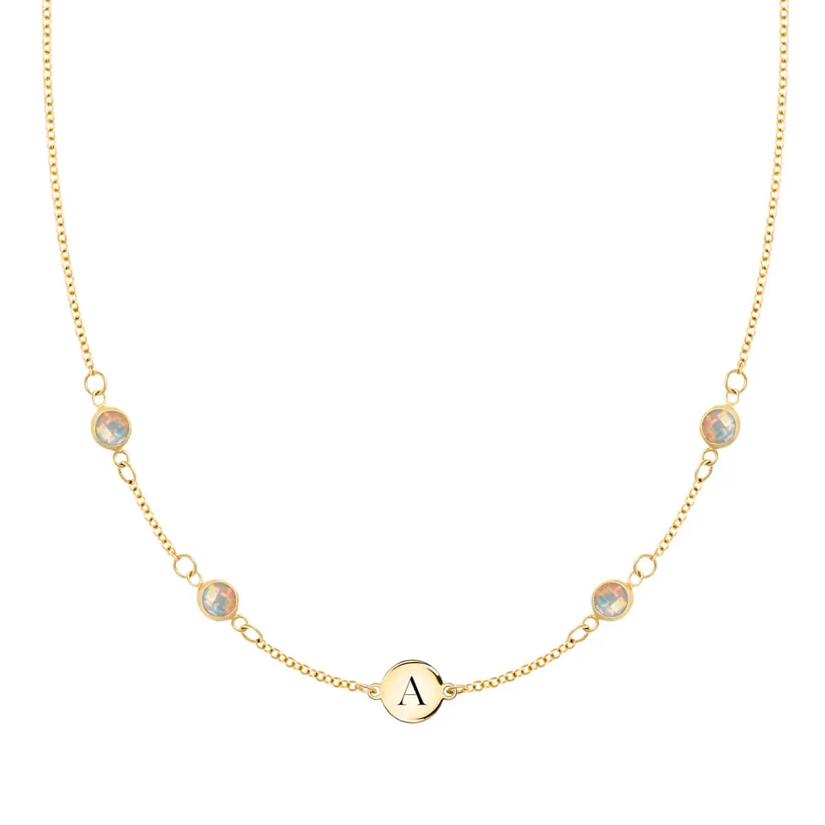 1 Letter & 4 Petite Opal Necklace in 14k Gold (October) sold by Haverhill