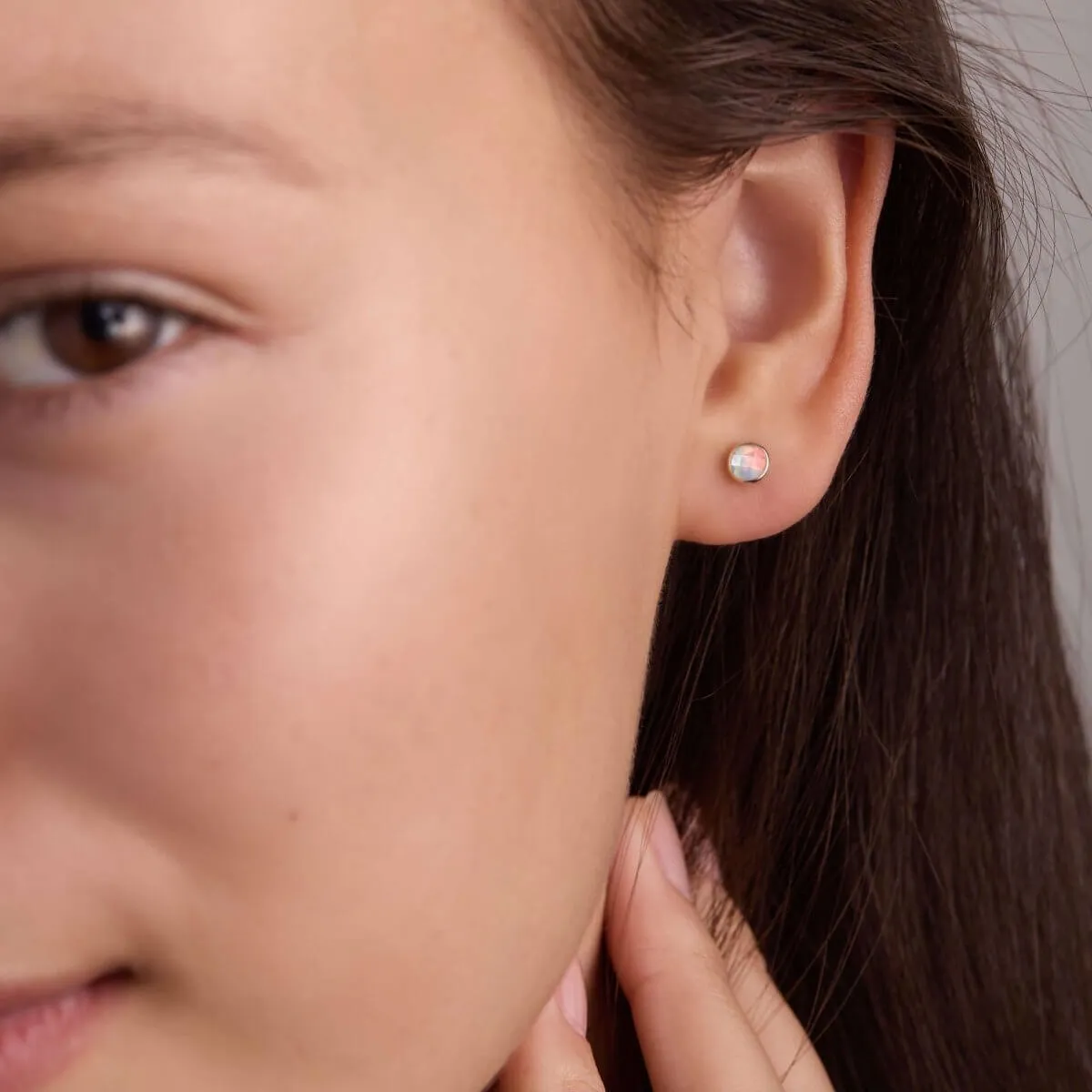 Petite Opal Stud Earrings in 14k Gold (October) sold by Haverhill product image thumbnail 3