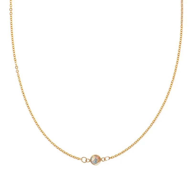 Petite 1 Opal Necklace in 14k Gold (October) sold by Haverhill