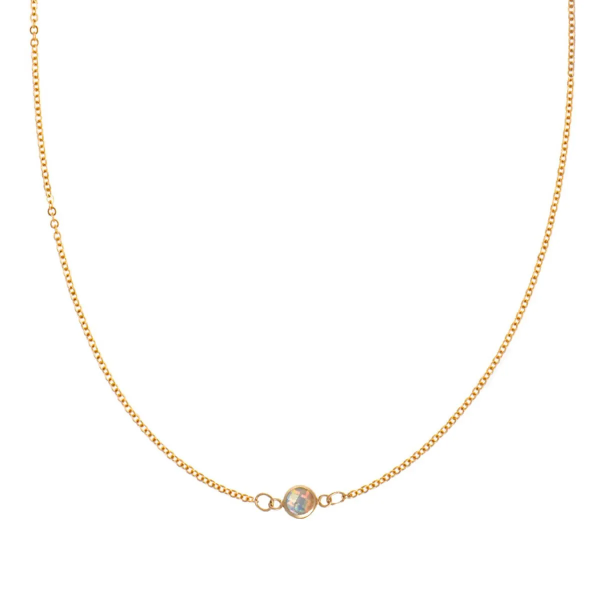 Petite 1 Opal Necklace in 14k Gold (October) sold by Haverhill
