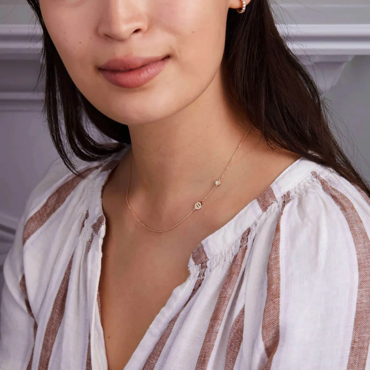 1 Letter & 1 Petite Opal Necklace in 14k Gold (October) sold by Haverhill product image thumbnail 2