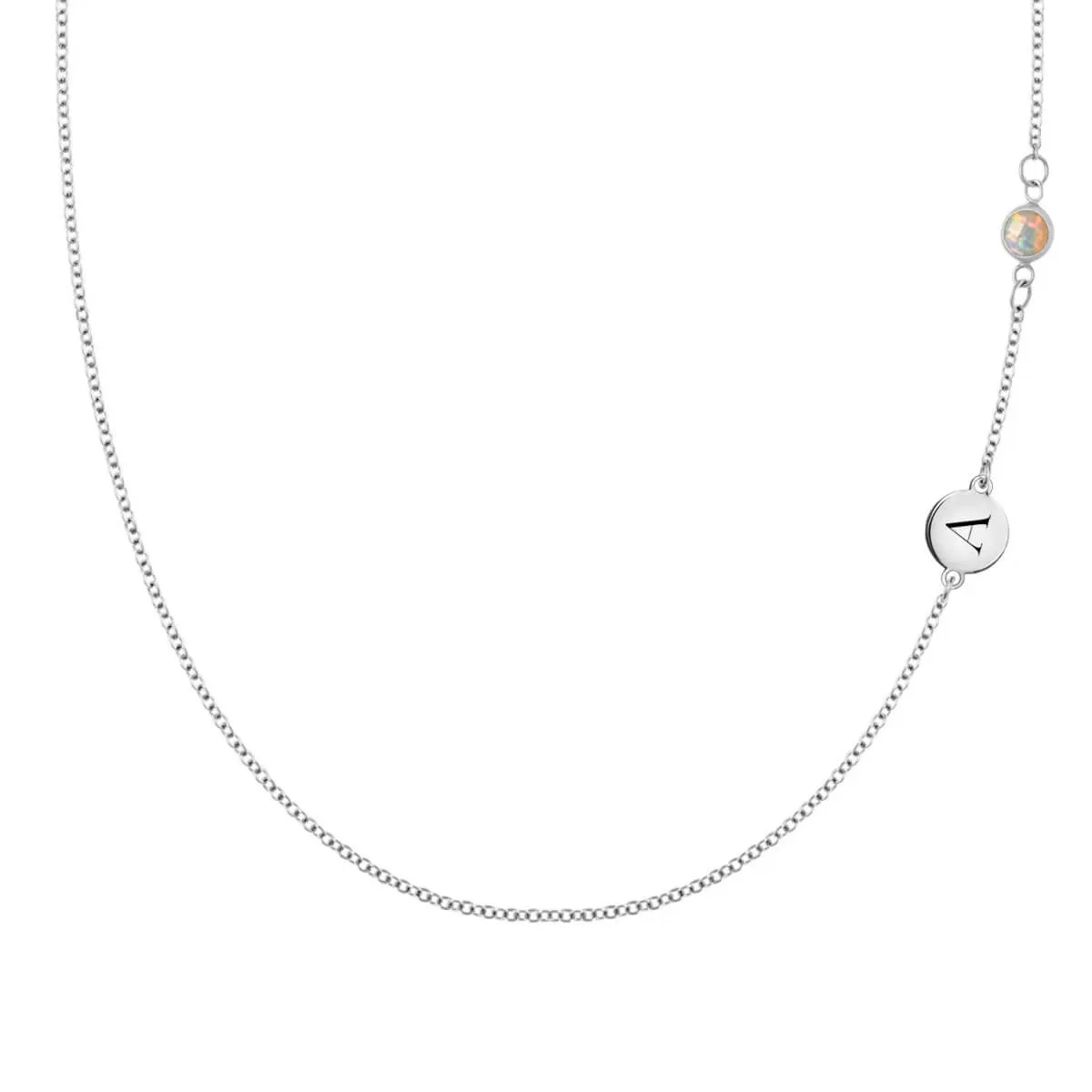 1 Letter & 1 Petite Opal Necklace in 14k Gold (October) sold by Haverhill product image thumbnail 5