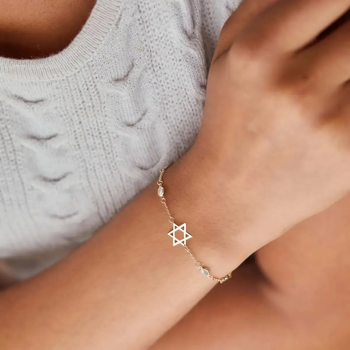 Bayberry Opal Star of David Bracelet in 14k Gold (October) sold by Haverhill product image thumbnail 2