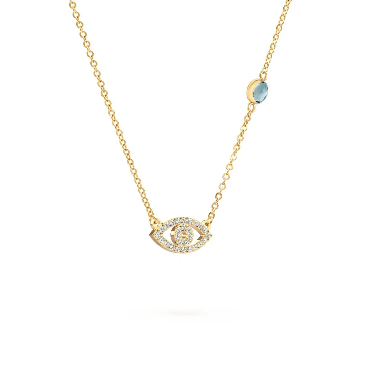 Diamond Evil Eye & Nantucket Blue Topaz Necklace in 14k Gold (December) sold by Haverhill product image thumbnail 4