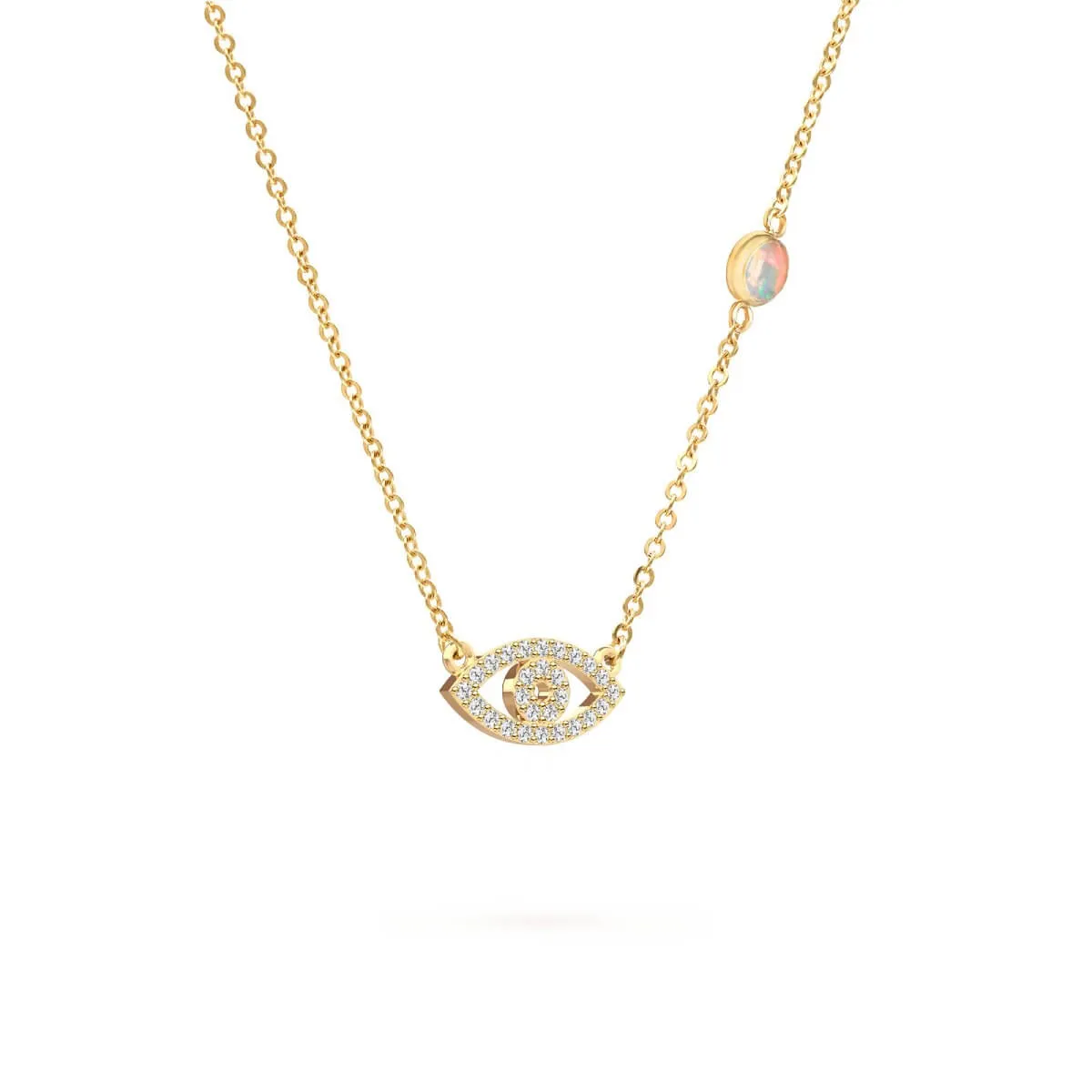 Diamond Evil Eye & Opal Necklace in 14k Gold (October) sold by Haverhill product image thumbnail 5