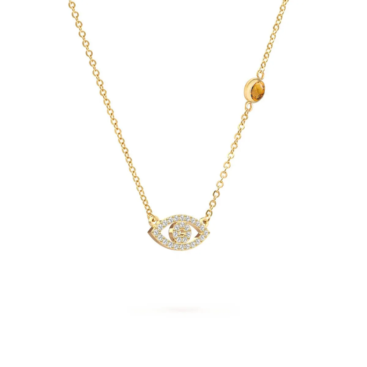 Diamond Evil Eye & Citrine Necklace in 14k Gold (November) sold by Haverhill product image thumbnail 5