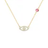 Diamond Evil Eye & Pink Sapphire Necklace in 14k Gold (October) sold by Haverhill