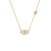 Diamond Evil Eye & Pink Sapphire Necklace in 14k Gold (October) sold by Haverhill