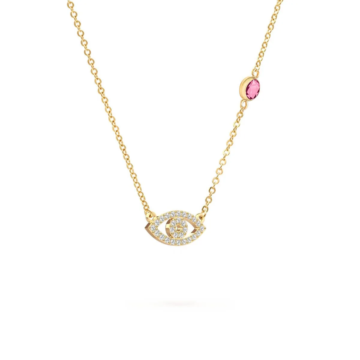 Diamond Evil Eye & Pink Sapphire Necklace in 14k Gold (October) sold by Haverhill product image thumbnail 5