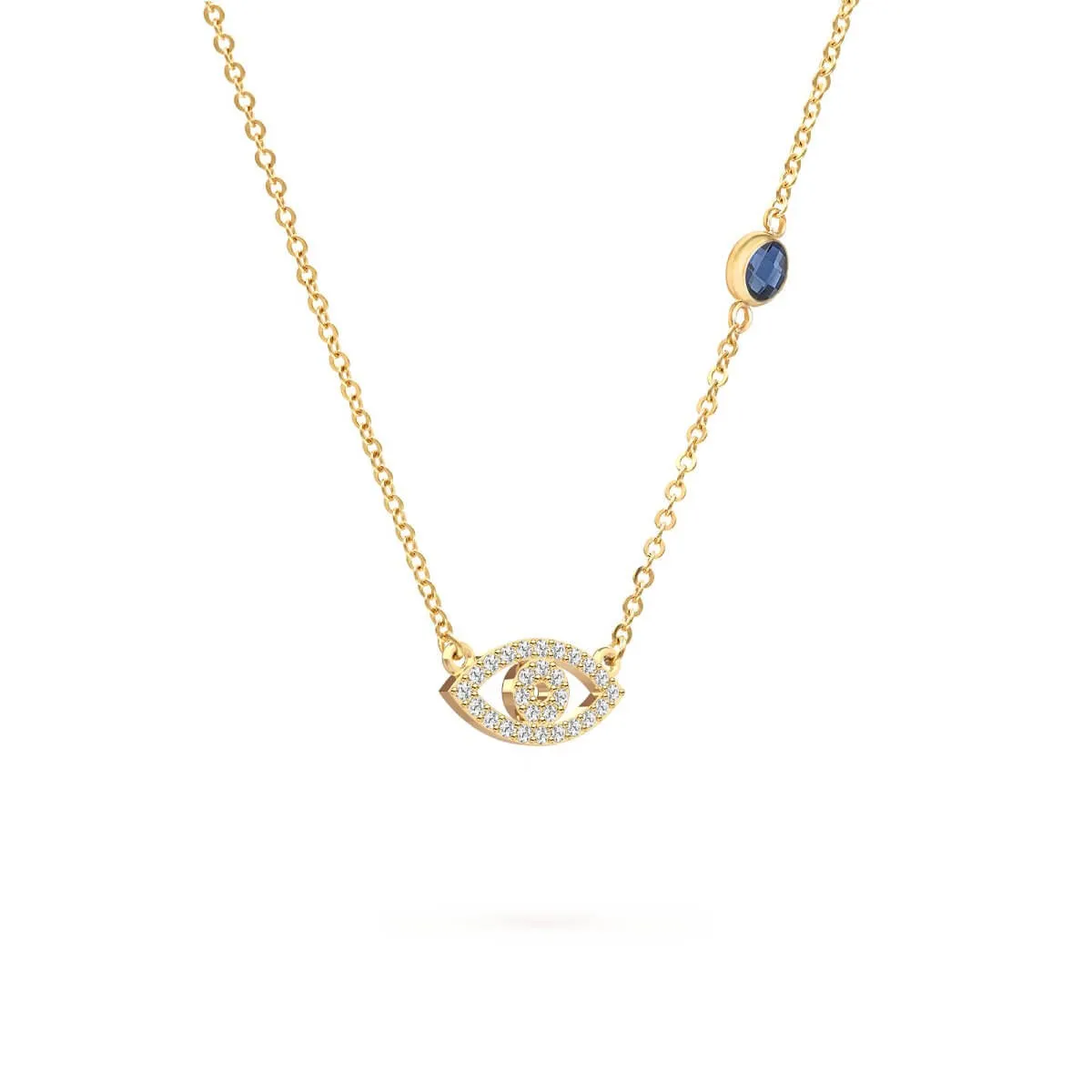 Diamond Evil Eye & Sapphire Necklace in 14k Gold (September) sold by Haverhill product image thumbnail 5