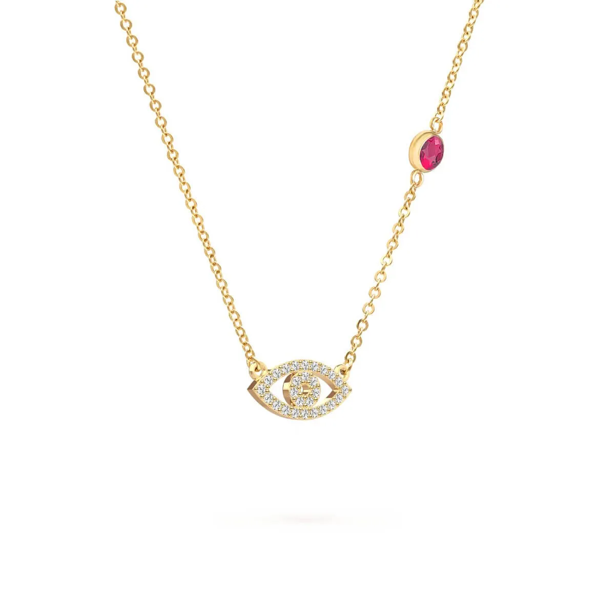 Diamond Evil Eye & Ruby Necklace in 14k Gold (July) sold by Haverhill product image thumbnail 5