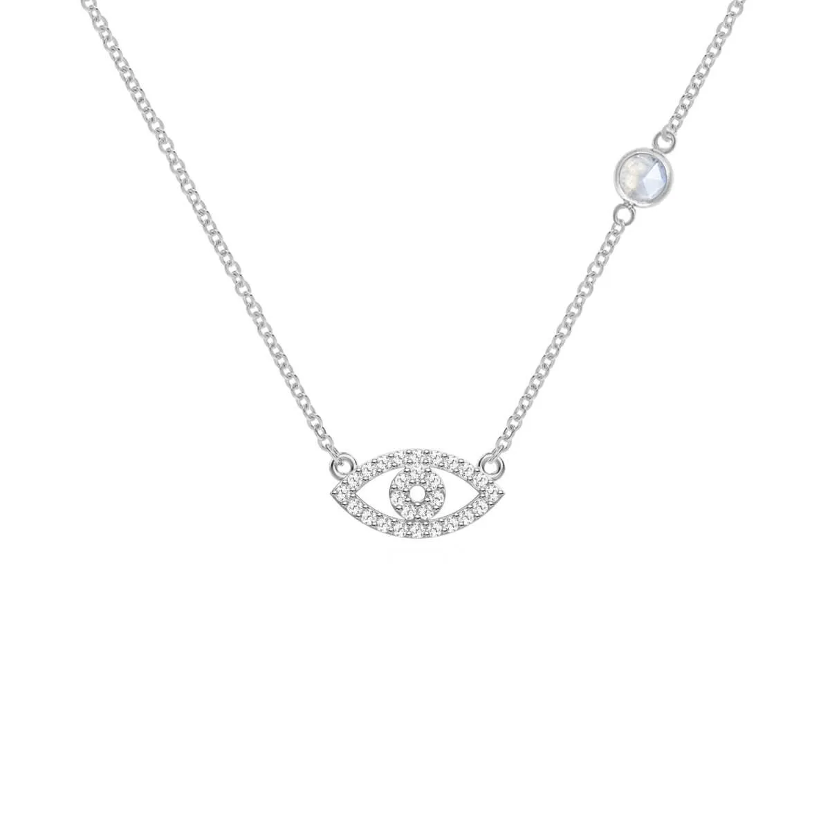 Diamond Evil Eye & Moonstone Necklace in 14k Gold (June) sold by Haverhill product image thumbnail 5