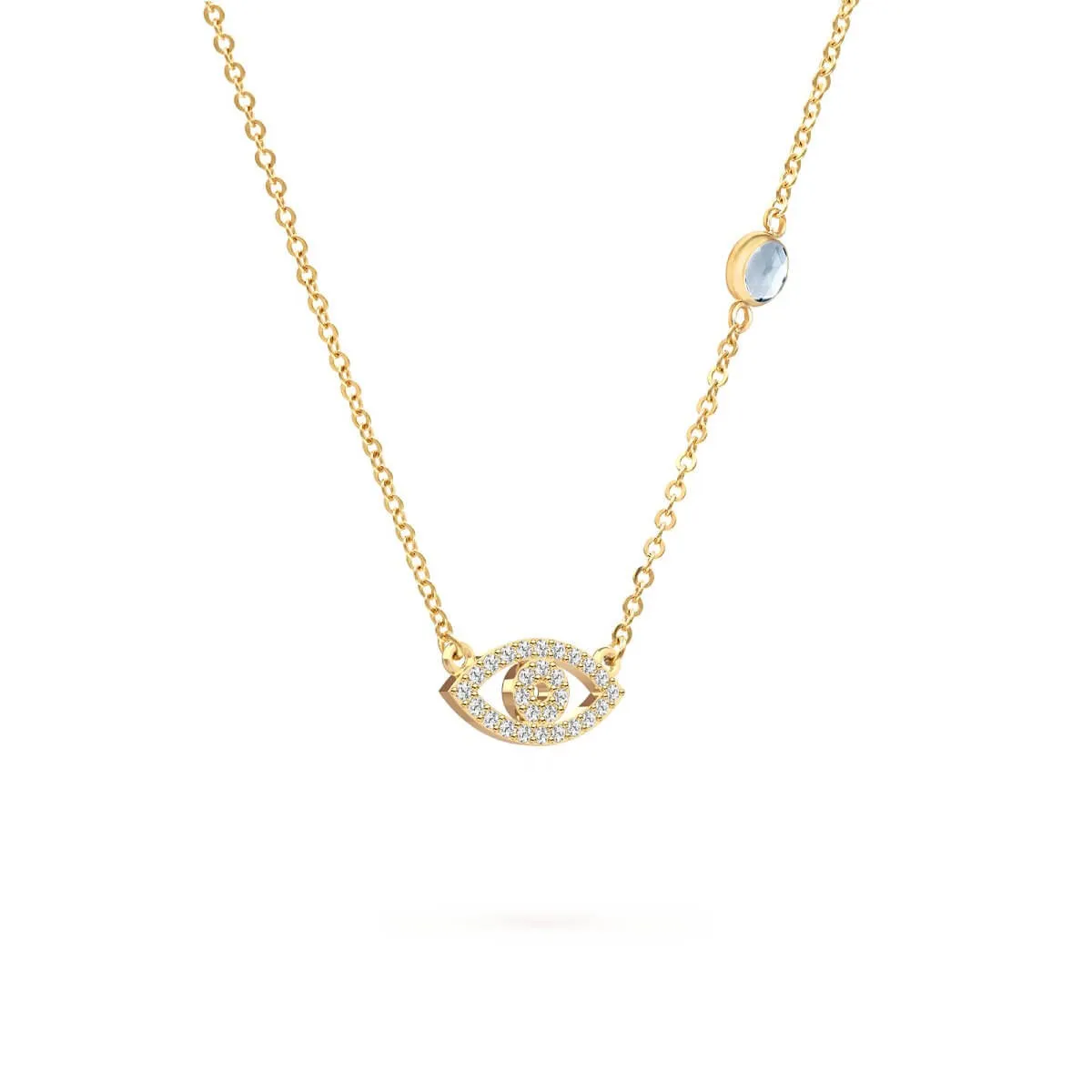 Diamond Evil Eye & Aquamarine Necklace in 14k Gold (March) sold by Haverhill product image thumbnail 5