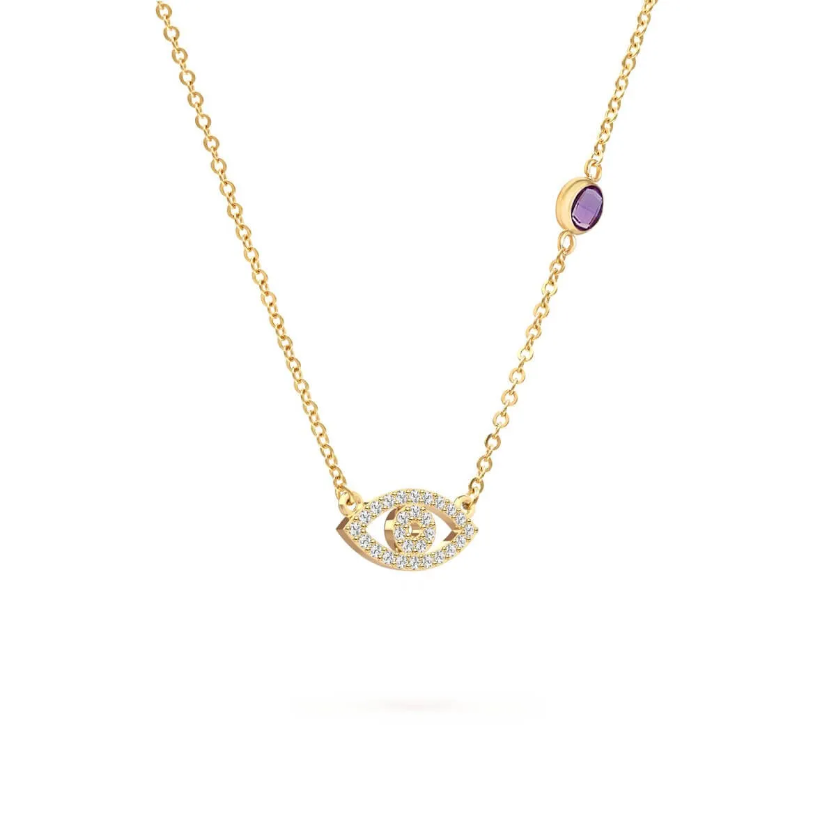 Diamond Evil Eye & Amethyst Necklace in 14k Gold (February) sold by Haverhill product image thumbnail 5