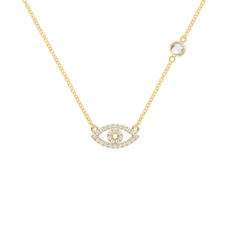 Diamond Evil Eye & Birthstone Necklace in 14k Gold sold by Haverhill
