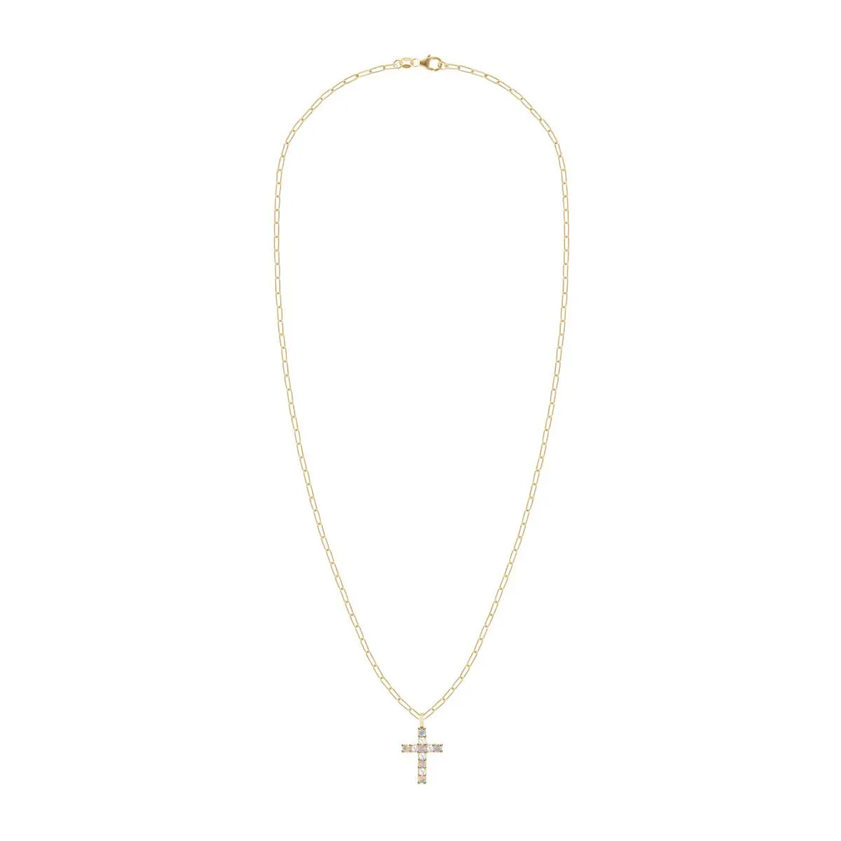 Rosecliff Cross Diamond & Opal Pendant in 14k Gold (October) sold by Haverhill product image thumbnail 5