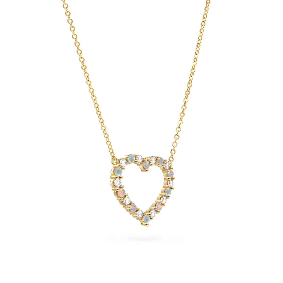 Rosecliff Heart Diamond & Opal Necklace in 14k Gold (October) sold by Haverhill product image thumbnail 5