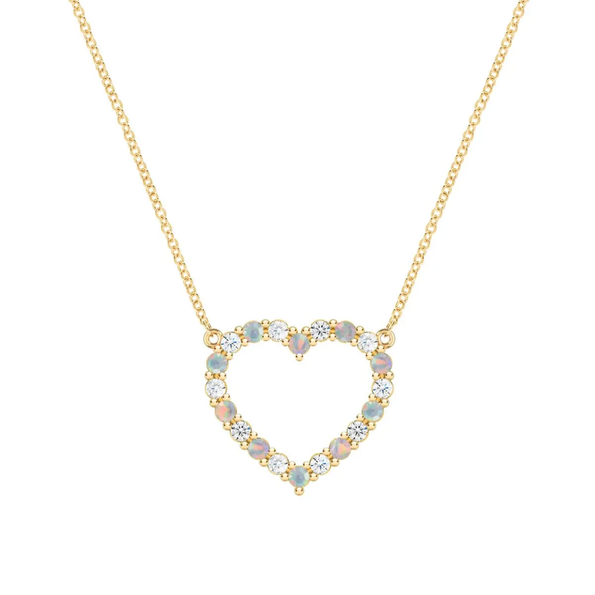 Rosecliff Heart Diamond & Opal Necklace in 14k Gold (October) sold by Haverhill