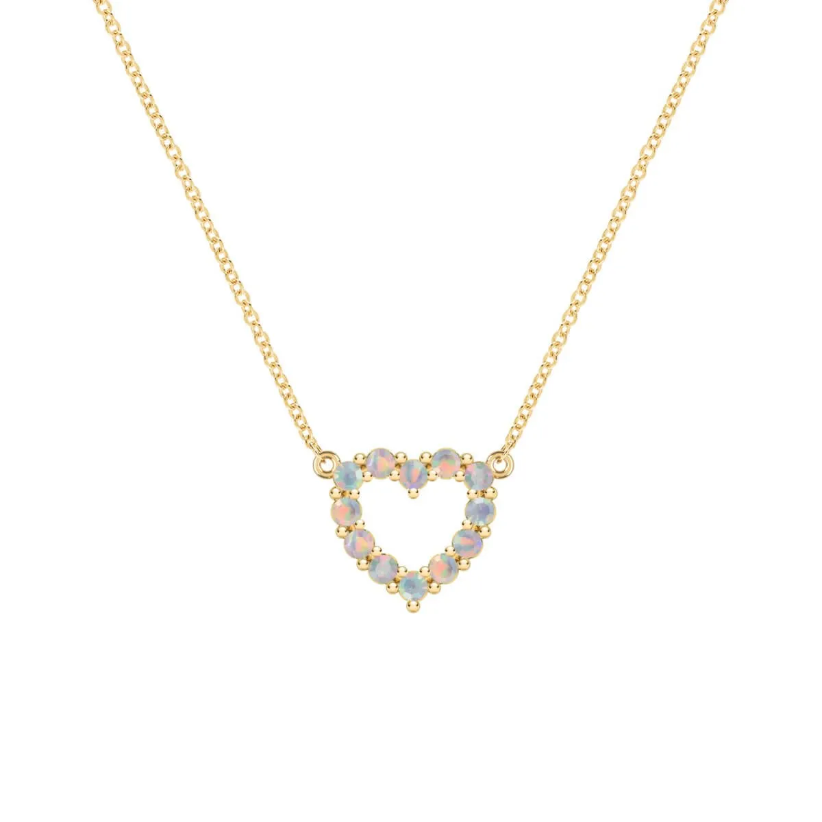 Rosecliff Small Heart Opal Necklace in 14k Gold (October) sold by Haverhill