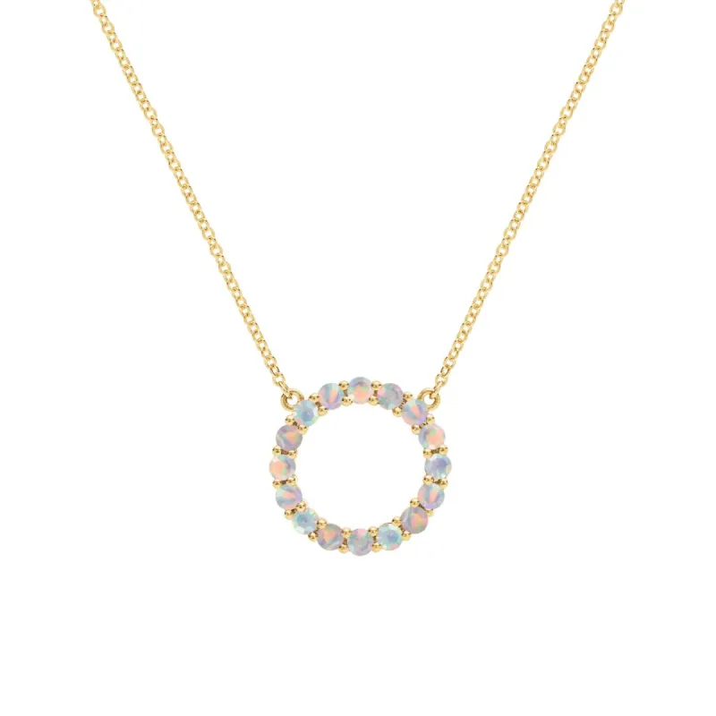 Rosecliff Circle Opal Necklace in 14k Gold (October) sold by Haverhill