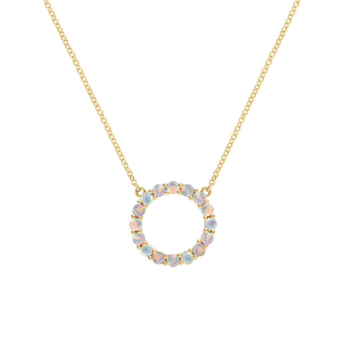 Rosecliff Circle Opal Necklace in 14k Gold (October) sold by Haverhill