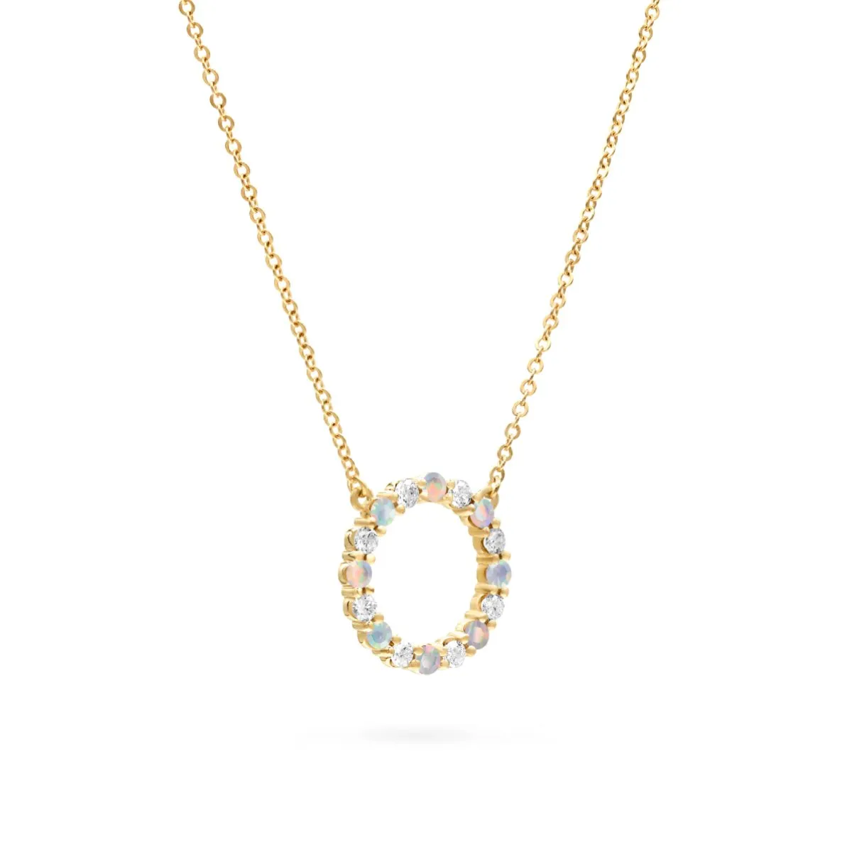 Rosecliff Circle Diamond & Opal Necklace in 14k Gold (October) sold by Haverhill product image thumbnail 5