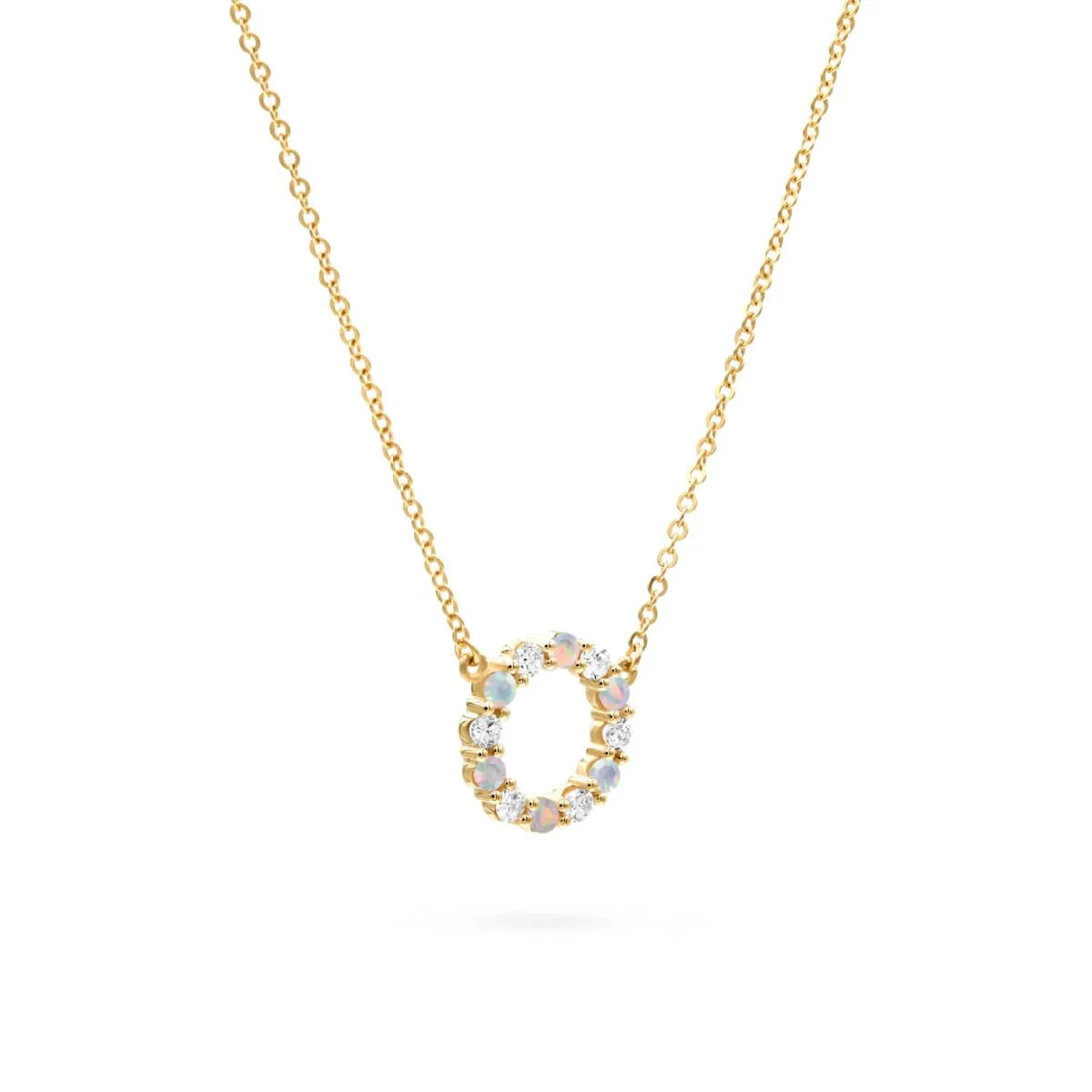 Rosecliff Small Circle Diamond & Opal Necklace in 14k Gold (October) sold by Haverhill product image thumbnail 5