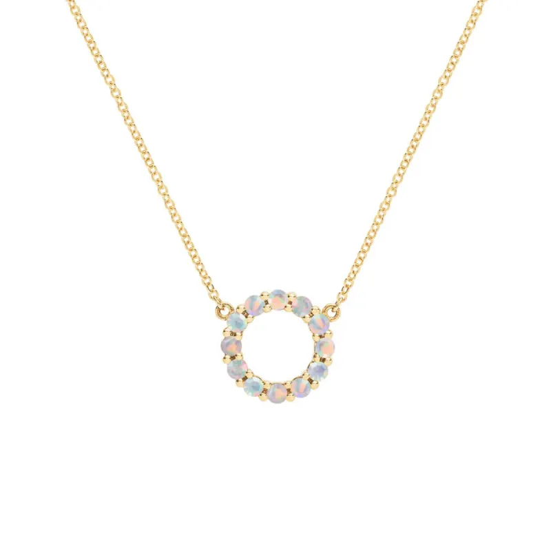 Rosecliff Small Circle Opal Necklace in 14k Gold (October) sold by Haverhill