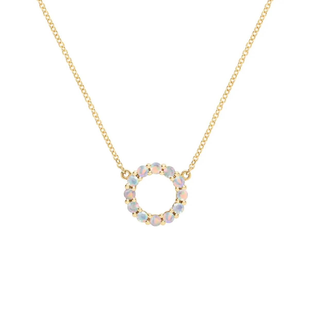 Rosecliff Small Circle Opal Necklace in 14k Gold (October) sold by Haverhill
