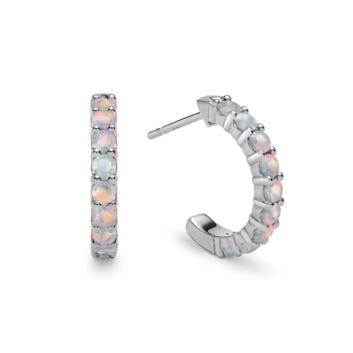 Rosecliff Opal Huggie Hoop Earrings in 14k Gold (October) sold by Haverhill product image thumbnail 5