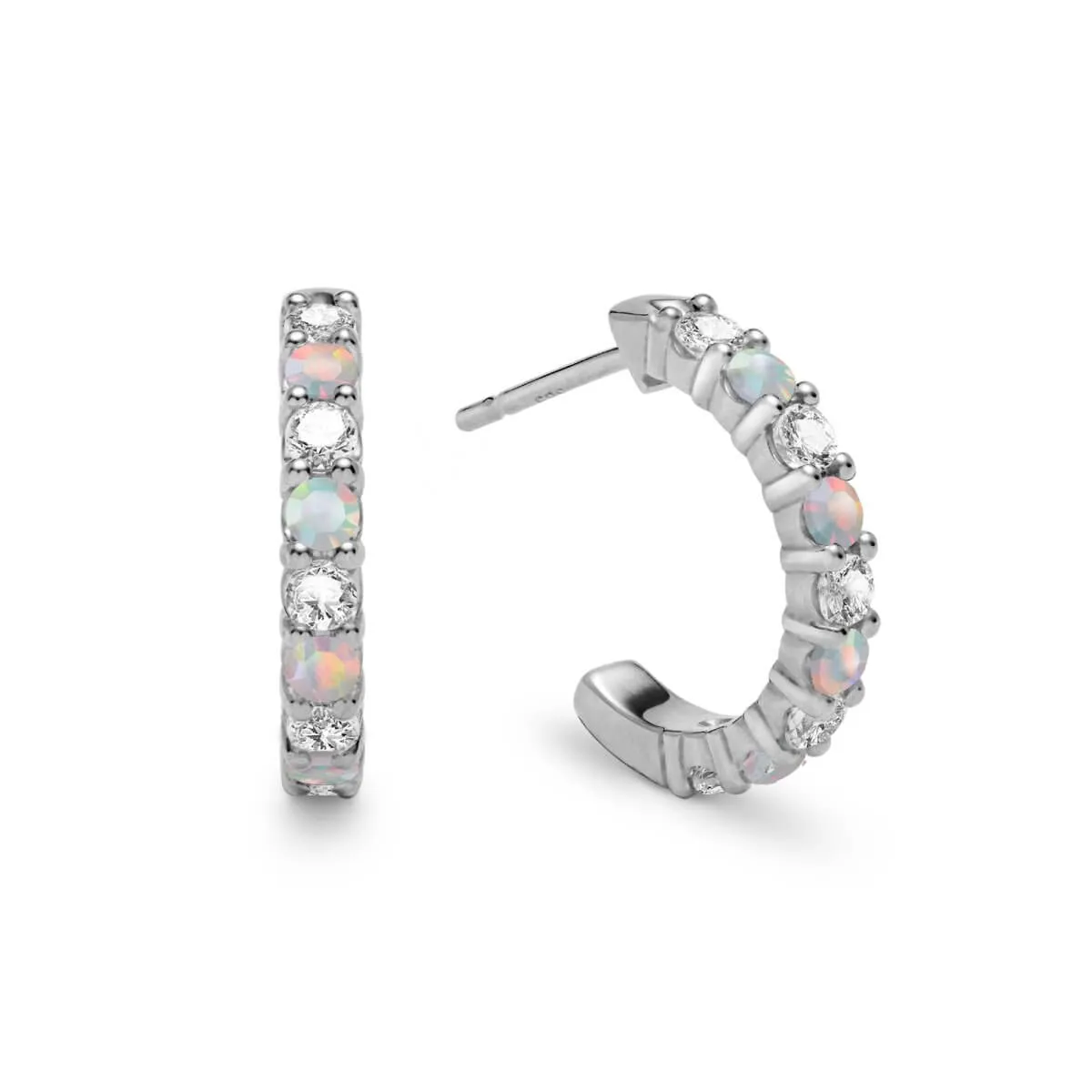 Rosecliff Diamond & Opal Huggie Hoop Earrings in 14k Gold (October) sold by Haverhill product image thumbnail 5