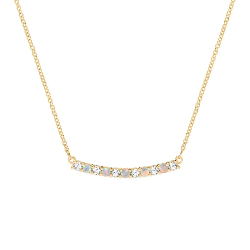 Rosecliff Diamond & Opal Bar Necklace in 14k Gold (October) sold by Haverhill