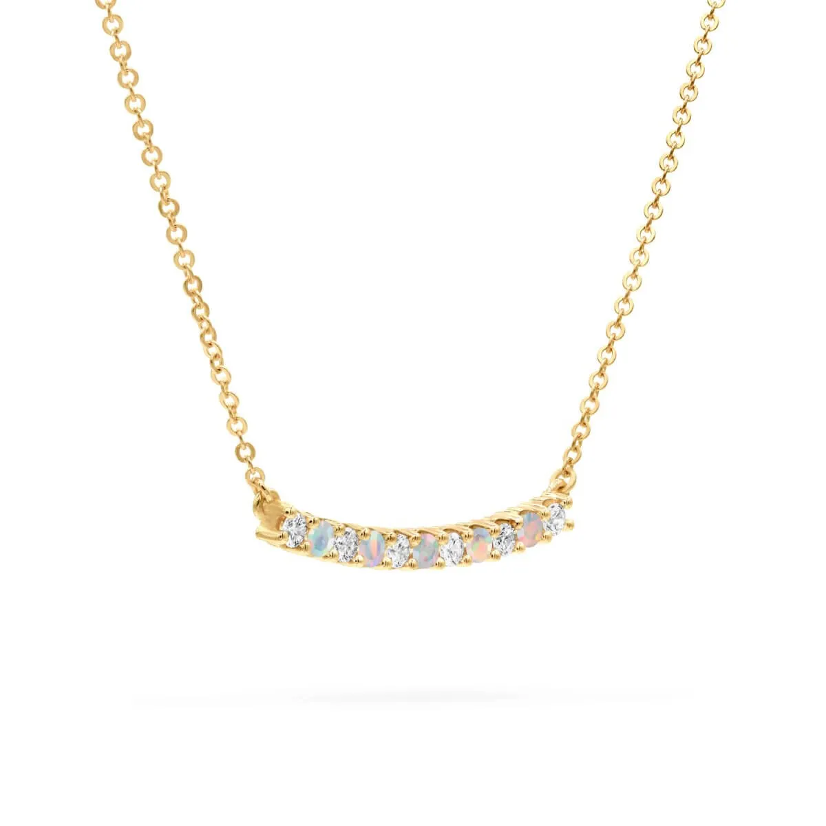 Rosecliff Diamond & Opal Bar Necklace in 14k Gold (October) sold by Haverhill product image thumbnail 5