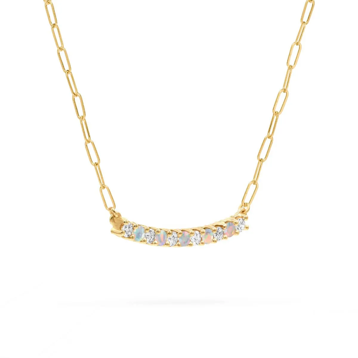 Rosecliff Diamond & Opal Bar Adelaide Mini Necklace in 14k Gold (October) sold by Haverhill product image thumbnail 5